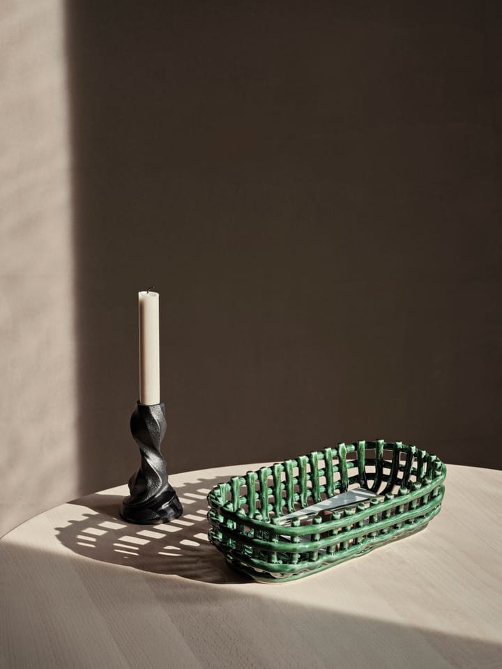 Cesta ovalada Ceramic trenzada 15x30 cm, Emerald Green Ferm Living