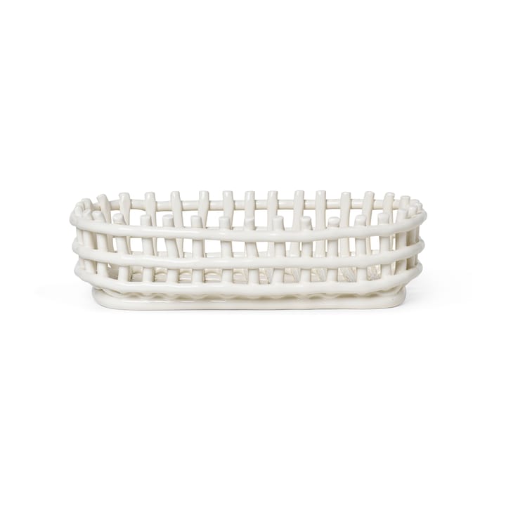 Cesta ovalada Ceramic trenzada 15x30 cm - Off white - Ferm Living