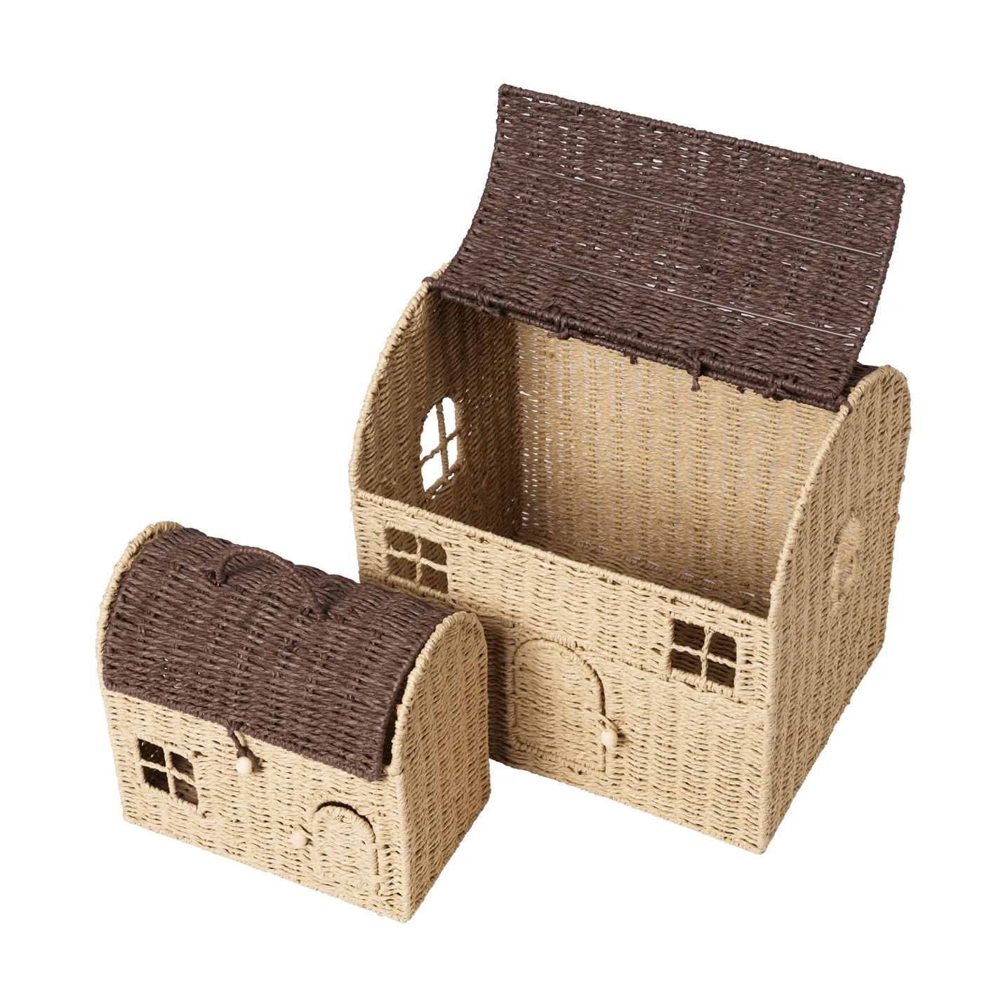 Cestas de almacenaje con forma de casa Casu, 2 piezas, Natural-dark brown Ferm Living