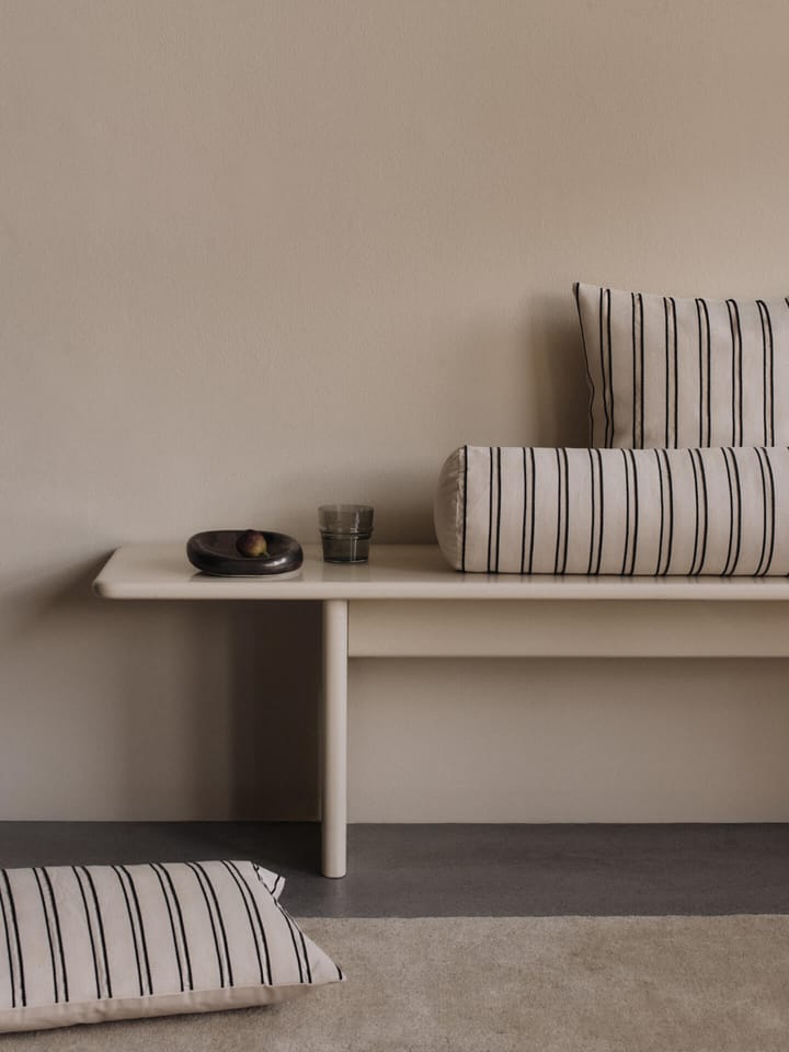 Cojín cilíndrico Twill bolster, Off-white-black Ferm Living
