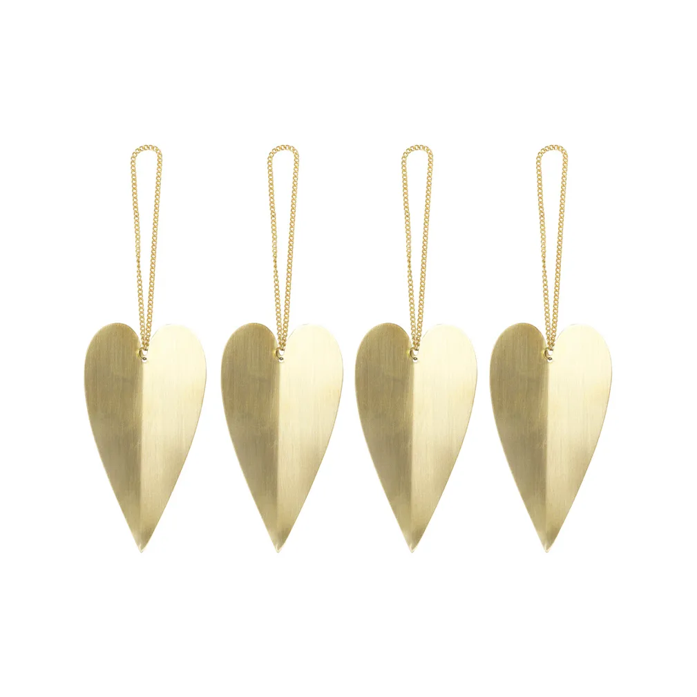 Colgante de navidad Heart brass, set de 4 Ferm Living