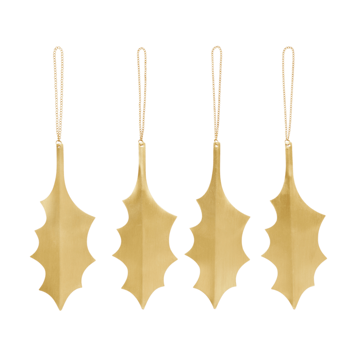 Colgante decorativo Holly leaf 13,5 cm, 4-pack - Brass - Ferm Living