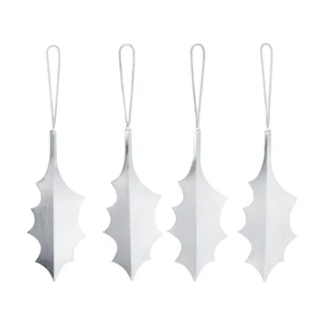 Colgante decorativo Holly leaf 13,5 cm, 4-pack - Plata - Ferm Living