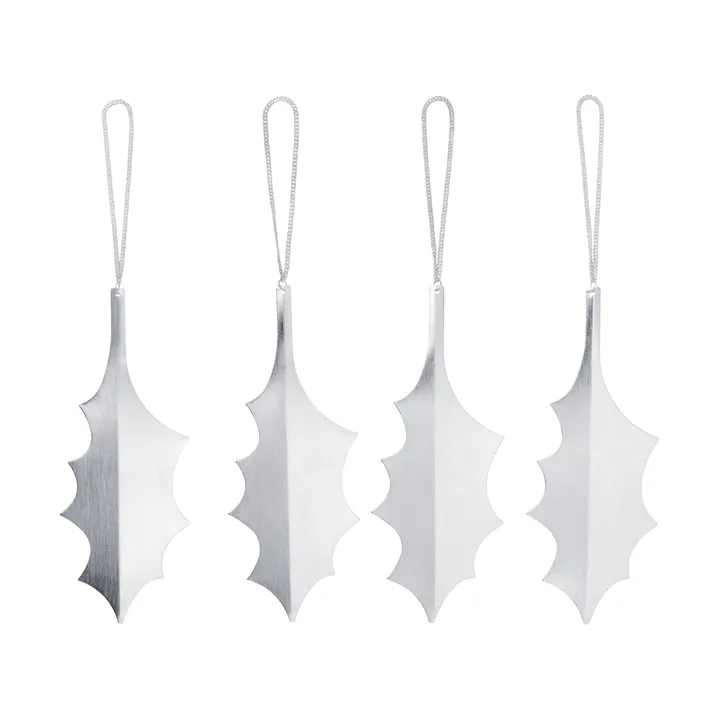 Colgante decorativo Holly leaf 13,5 cm, 4-pack - Plata - Ferm Living