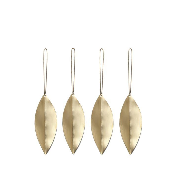 Colgantes de Navidad Leaf Brass, set de 4 Ferm Living