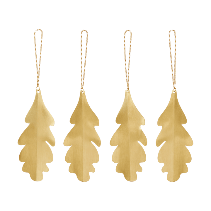Colgantes decorativos Oak leaf 13,5 cm, 4-pack - Brass - Ferm Living