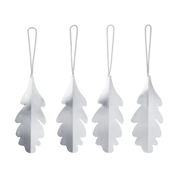 Colgantes decorativos Oak leaf 13,5 cm, 4-pack - Plata - Ferm Living