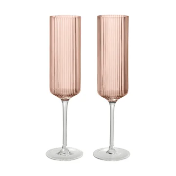 Copas de champán Ripple Champagne flutes 15 cl, 2-pack - Blush - Ferm Living