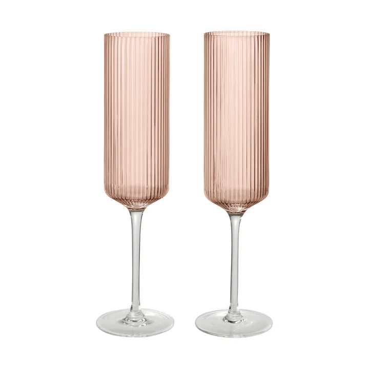 Copas de champán Ripple Champagne flutes 15 cl, 2-pack - Blush - Ferm Living