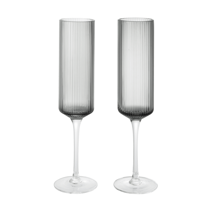 Copas de champán Ripple Champagne flutes 15 cl, 2-pack - Smoked Grey - Ferm Living