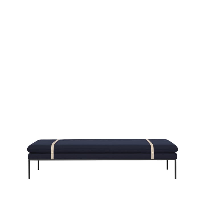 Diván Turn - Tela fiord by kvadrat dark blue, base negra - Ferm LIVING