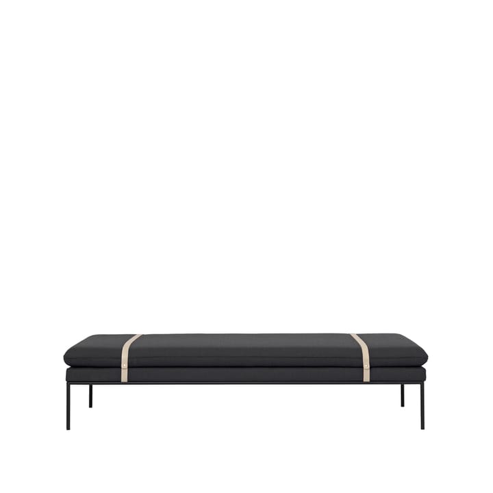 Diván Turn - Tela fiord by kvadrat dark grey, base negra - Ferm Living