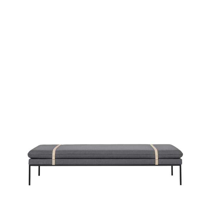 Diván Turn - Tela fiord by kvadrat light grey, base negra - Ferm Living