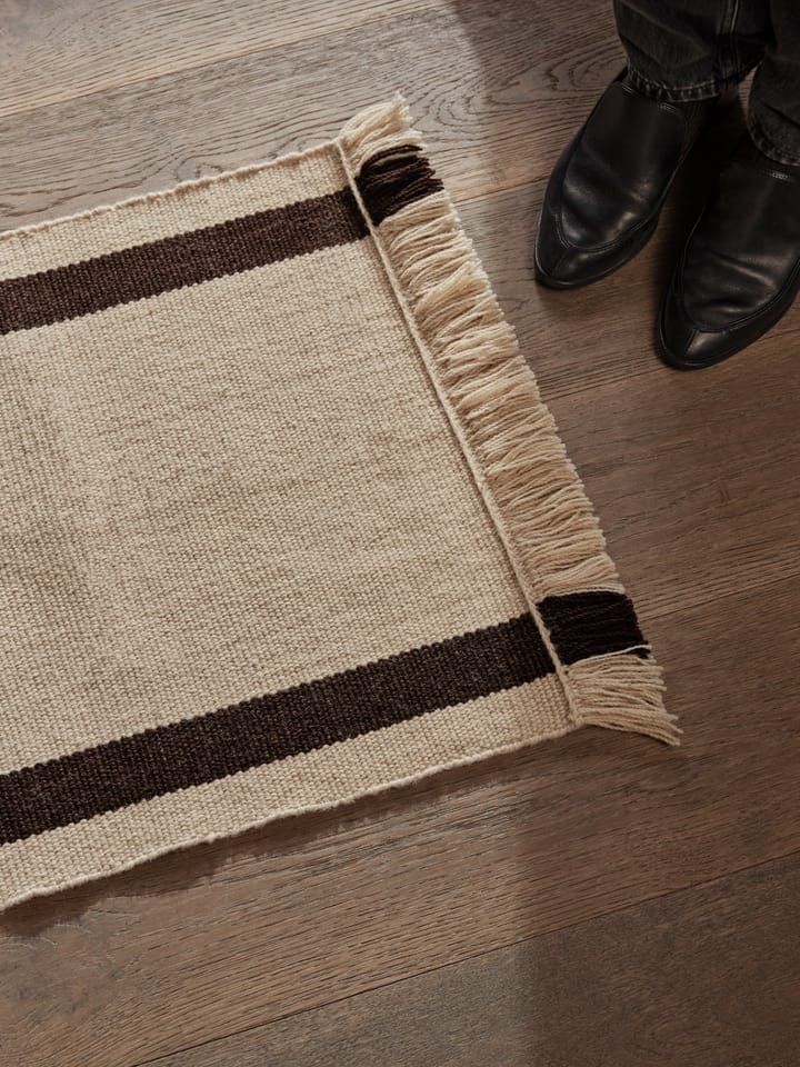 Felpudo Calm kelim, Off-white, Coffee, 50x70 cm Ferm Living