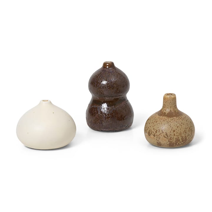 Florero Komo mini set de 3 - Brown-white - Ferm Living