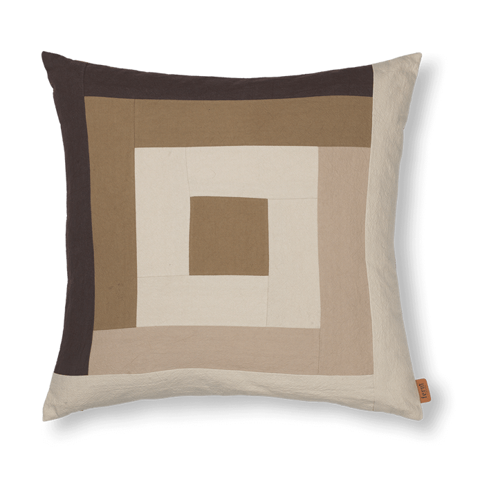 Funda de cojín Border patchwork 50x50 cm - Coffee-dark sand - Ferm Living