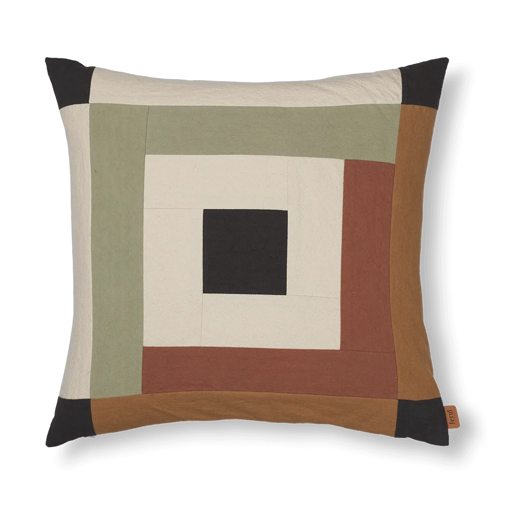 Funda de cojín Border patchwork 50x50 cm, Dark sage-red brown Ferm Living