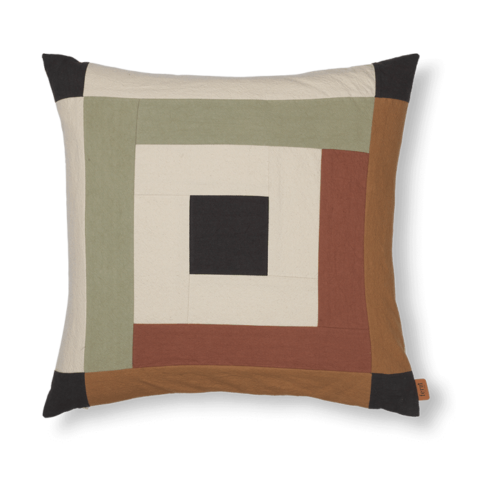Funda de cojín Border patchwork 50x50 cm - Dark sage-red brown - Ferm Living