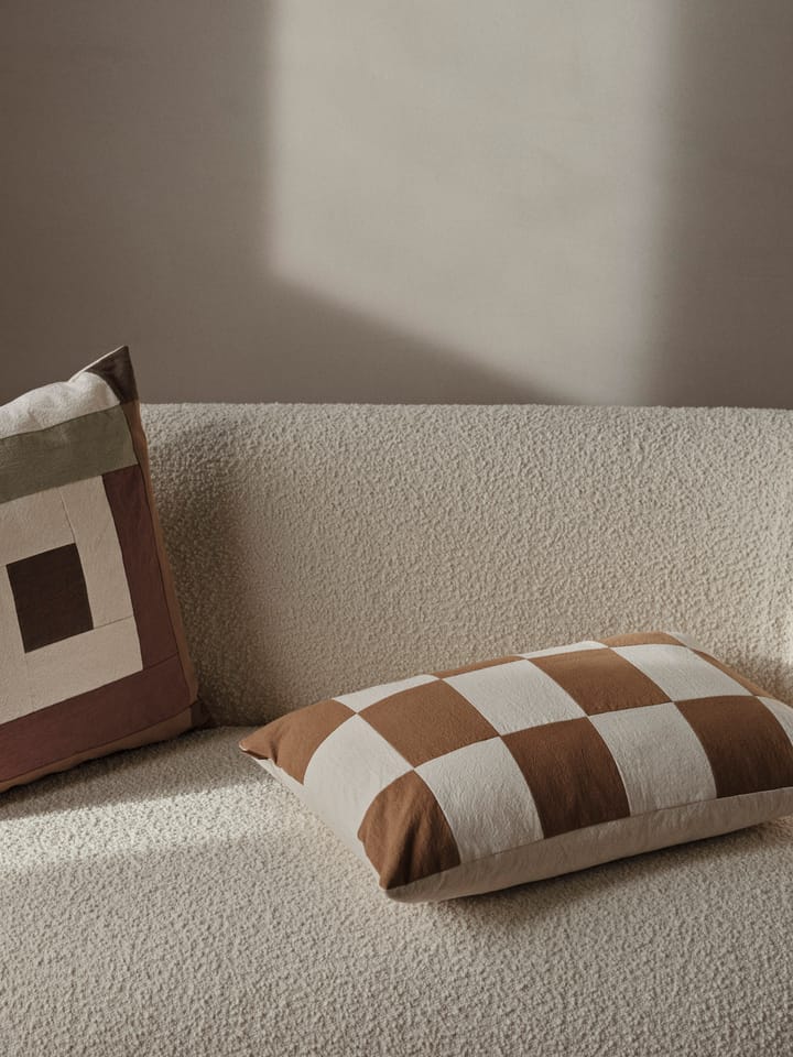 Funda de cojín Border patchwork 50x50 cm, Dark sage-red brown Ferm Living