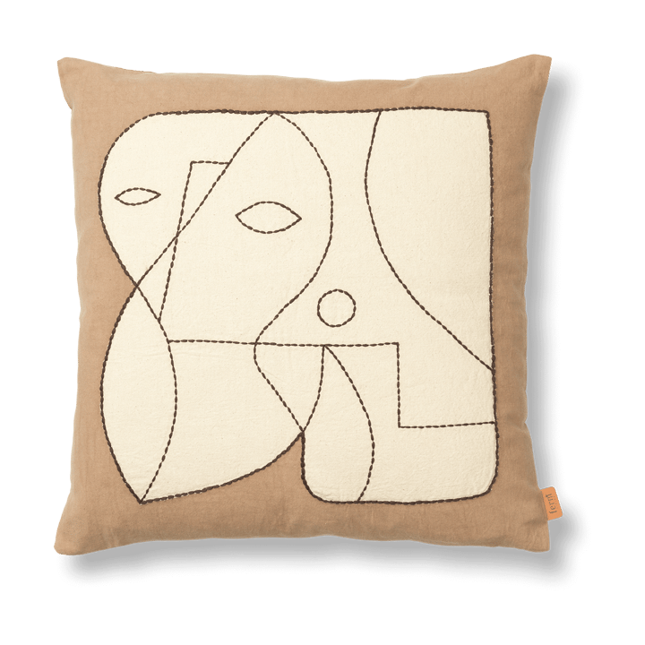 Funda de cojín Figure 50x50 cm - Marrón oscuro-Blanco roto - Ferm Living