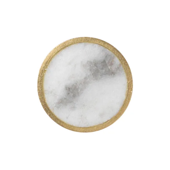 Gancho Stone pequeño, mármol blanco-latón Ferm Living