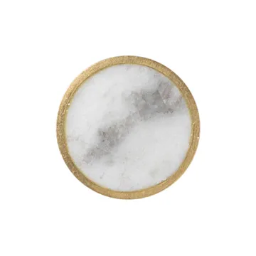 Gancho Stone pequeño - mármol blanco-latón - Ferm Living