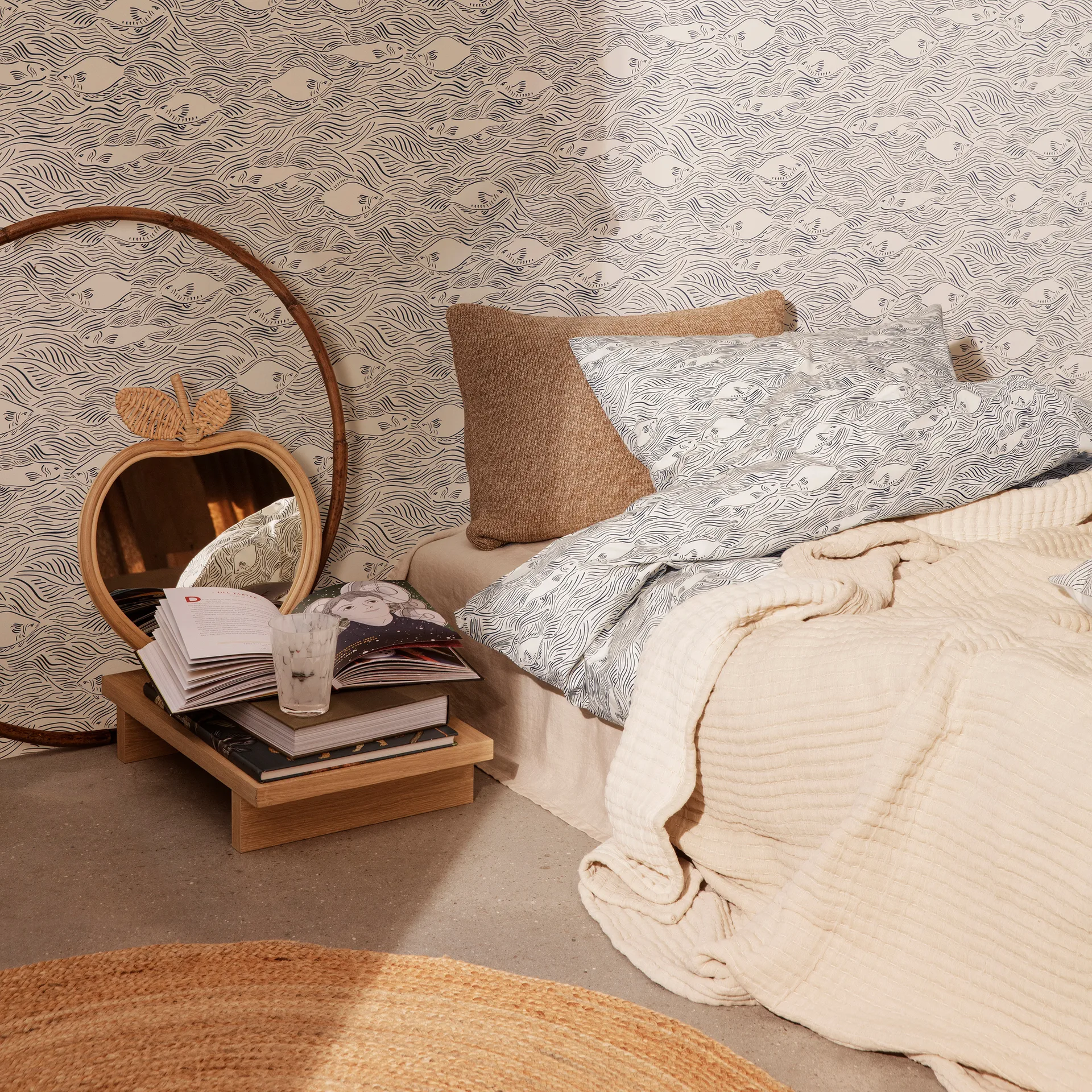 Juego de funda nórdica Stream 140x200 cm, Off white Ferm Living