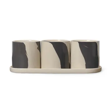 Macetas con plato Inlay 4 piezas - Sand-brown - Ferm Living