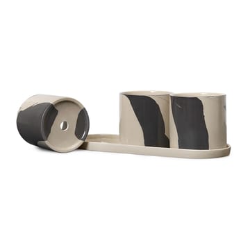 Macetas con plato Inlay 4 piezas - Sand-brown - Ferm Living