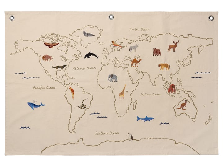 Mapa de tela The world - Offwhite - Ferm LIVING