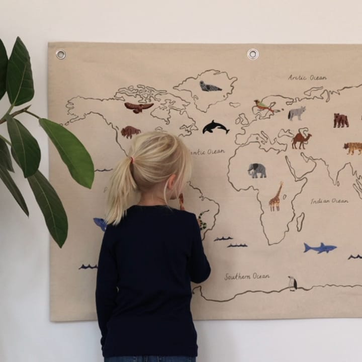 Mapa de tela The world, Offwhite Ferm Living