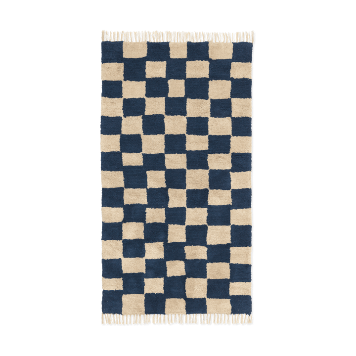 Mara alfombra de algodón 90x150 cm - Azul profundo-Arena cálida - Ferm LIVING