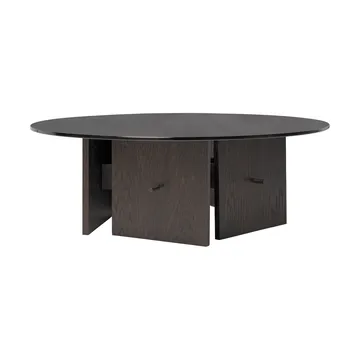 Mesa de centro Aukko - Roble teñido oscuro, vidrio, Ø90×32 cm - Ferm Living