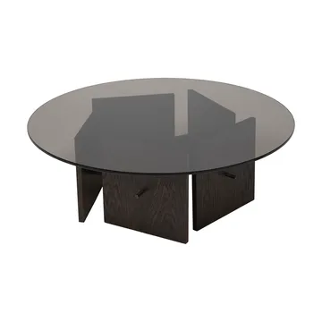 Mesa de centro Aukko - Roble teñido oscuro, vidrio, Ø90×32 cm - Ferm Living