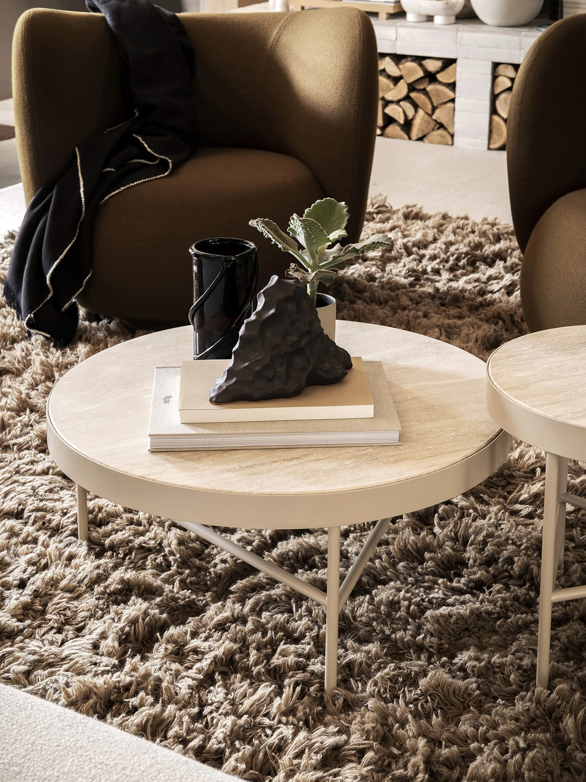 Mesa de centro Travertine Ø70,5 cm, Cashmere Ferm Living