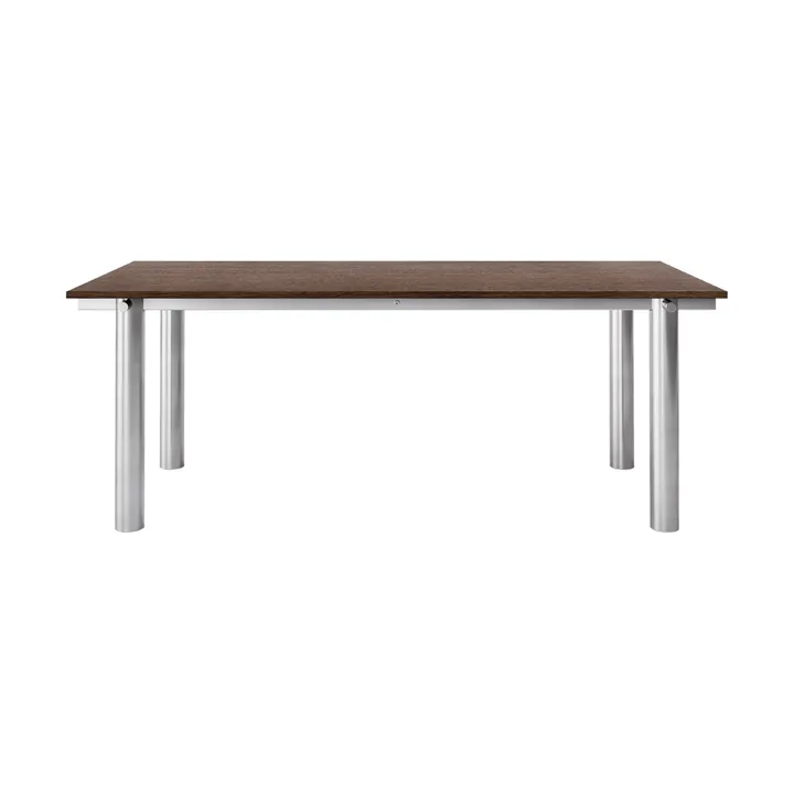 Mesa de comedor Atura - Brushed stainless steel-dark stained oak, 90x200 cm - Ferm Living
