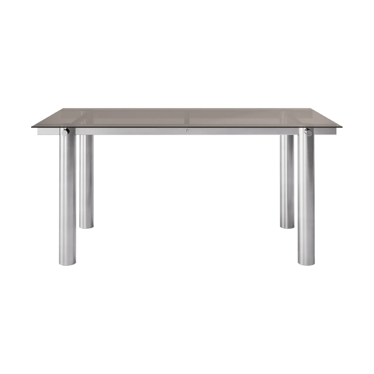 Mesa de comedor Atura, Brushed stainless steel-dark tinted glass, 90x160 cm Ferm Living
