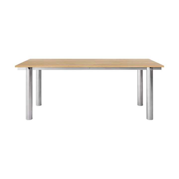 Mesa de comedor Atura - Brushed stainless steel-natural oak, 90x200 cm - Ferm Living