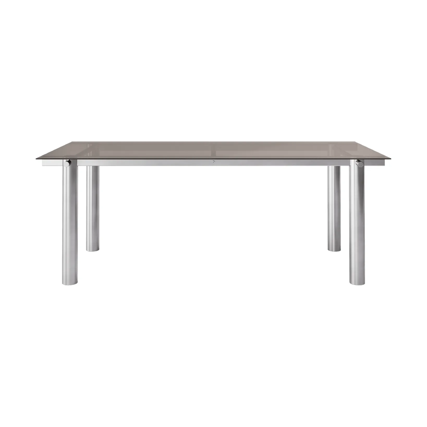 Mesa de comedor Atura, Brushed Stainless Steel/Dark Tinted Glass, 90x200 cm Ferm Living