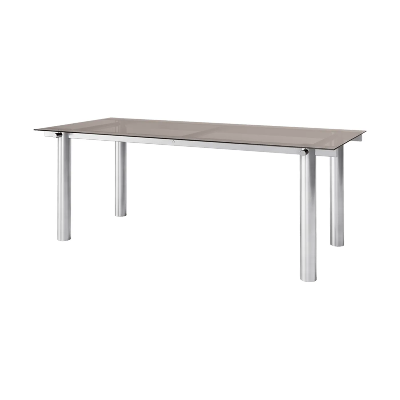 Mesa de comedor Atura, Brushed Stainless Steel/Dark Tinted Glass, 90x200 cm Ferm Living