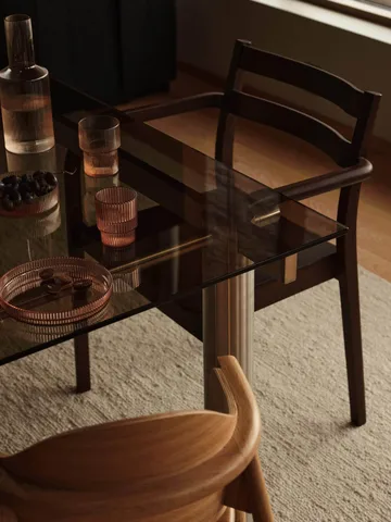 Mesa de comedor Atura - Brushed Stainless Steel/Dark Tinted Glass, 90x200 cm - Ferm Living