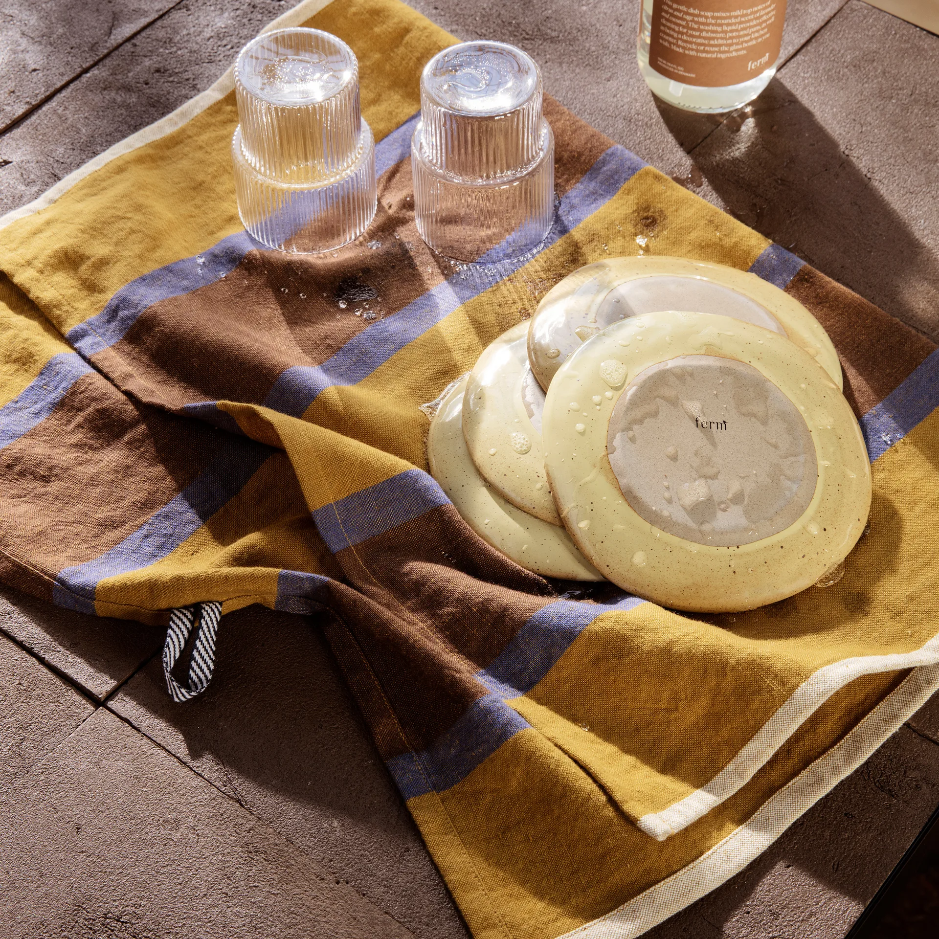 Paño de cocina Hale 50x70 cm, Lime-bright blue-chocolate Ferm Living