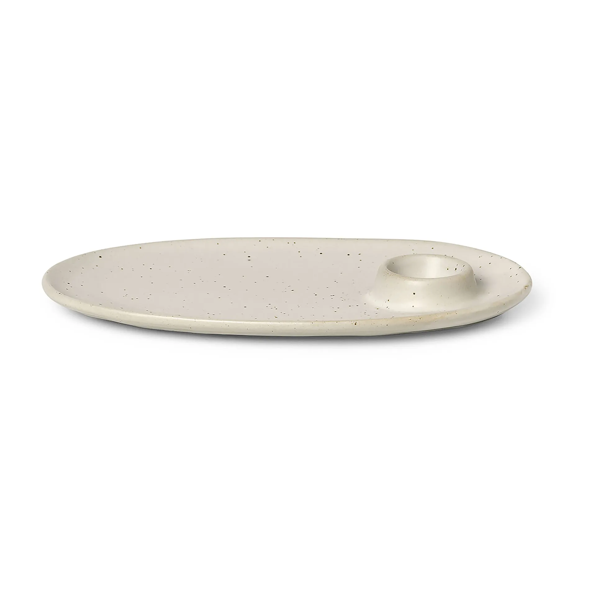 Plato de desayuno Flow 14x23,5 cm, Off-white speckle Ferm Living