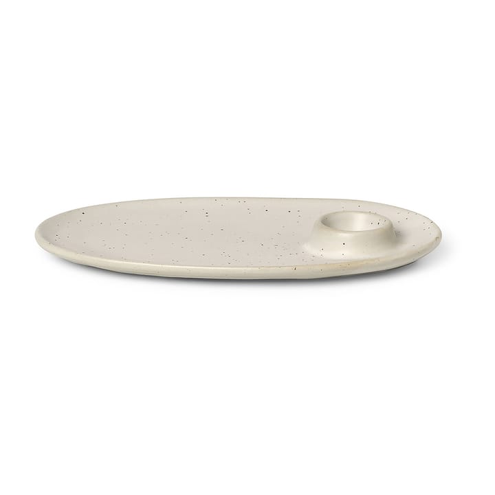 Plato de desayuno Flow 14x23,5 cm - Off-white speckle - ferm LIVING