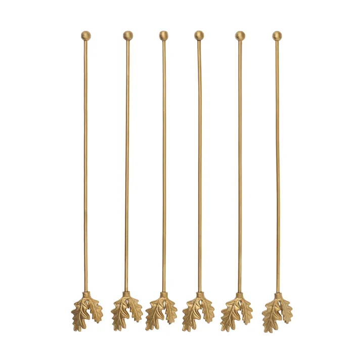 Removedores de bebidas Oak Leaf, 6-pack - Latón - Ferm Living