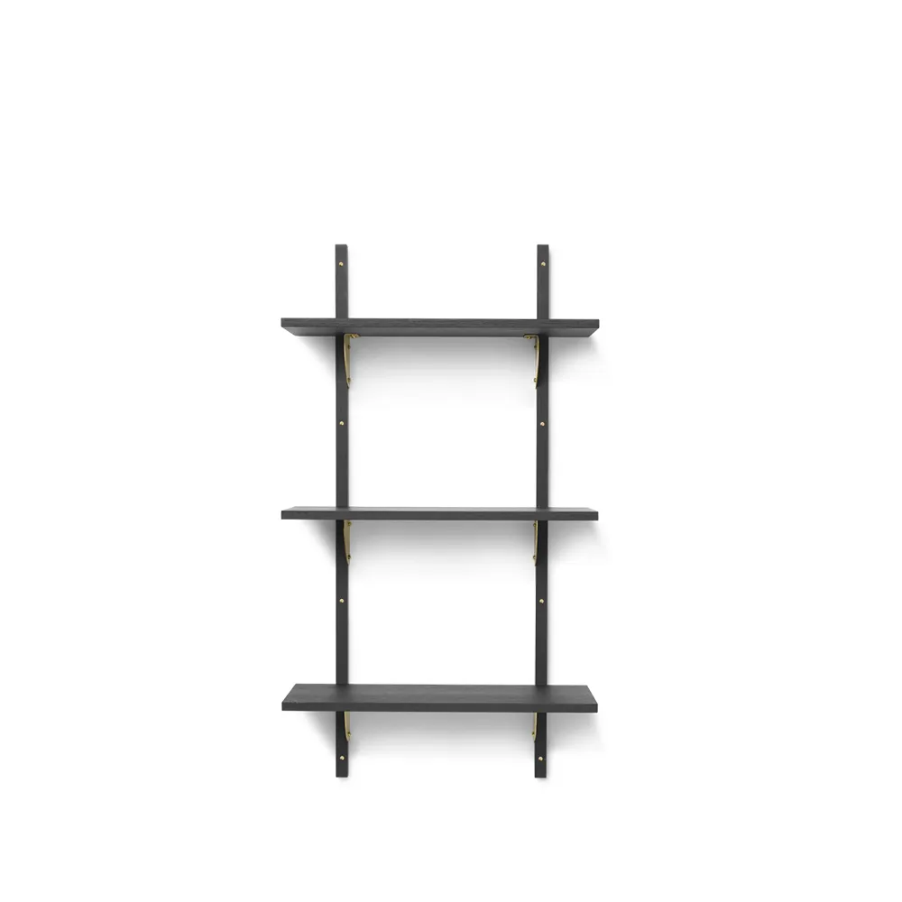 Repisa Sector triple narrow, Ash dark stained, s/l, latón Ferm Living