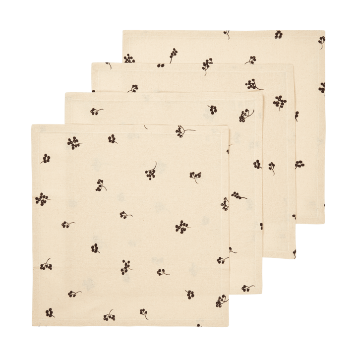 Servilletas de algodón Baies 40x40 cm, 4-pack - Natural-dark chocolate - Ferm Living