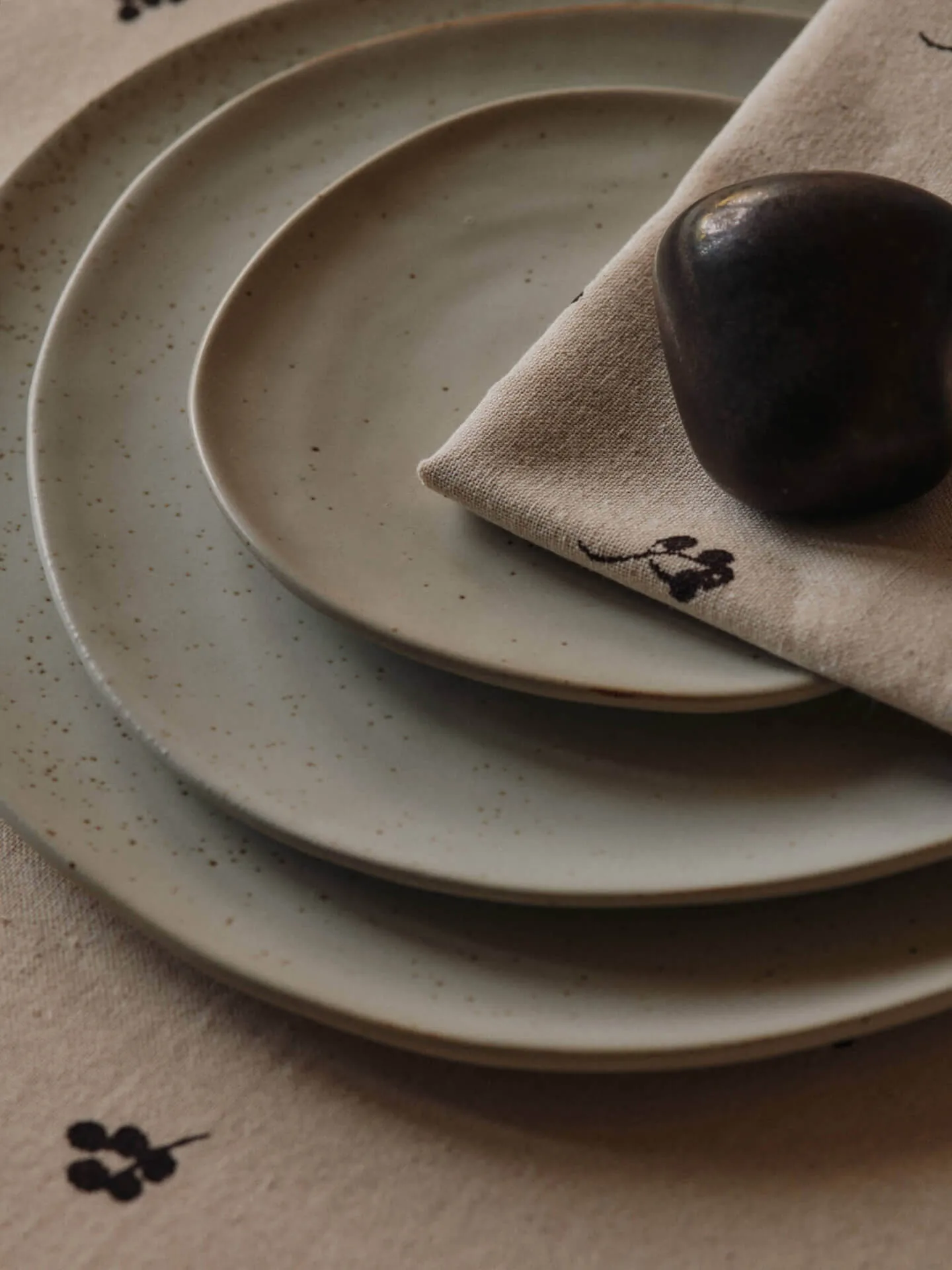 Servilletas de algodón Baies 40x40 cm, 4-pack, Natural-dark chocolate Ferm Living