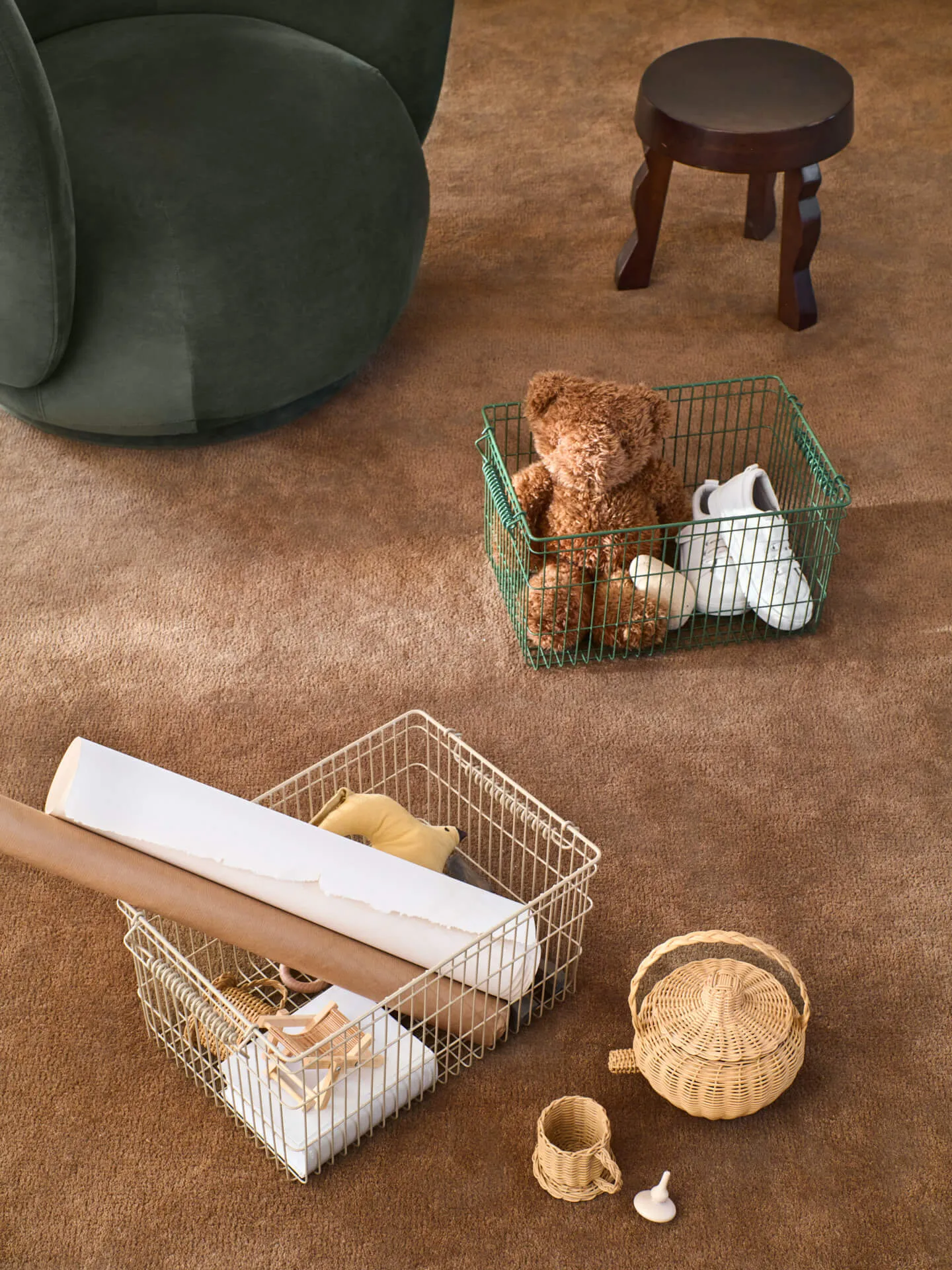 Set de 2 cestas Cala apilables, Cashmere, 36,2x26,2x20,2 cm Ferm Living