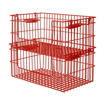 Set de 2 cestas Cala apilables - Poppy red, 28,7x18x13 cm - Ferm Living